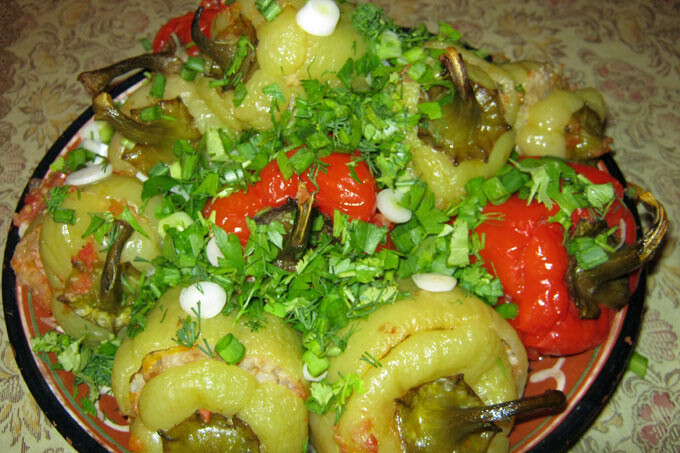 Фаршированный болгарский перец, запеченный в духовке. Конкурсный рецепт