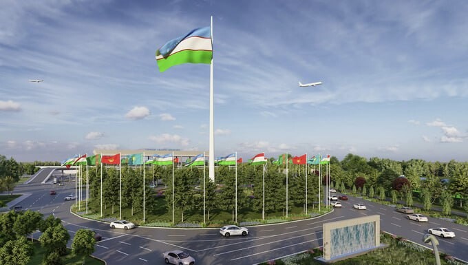 Возле аэропорта Ташкента установили флаг Узбекистана высотой 62 метра