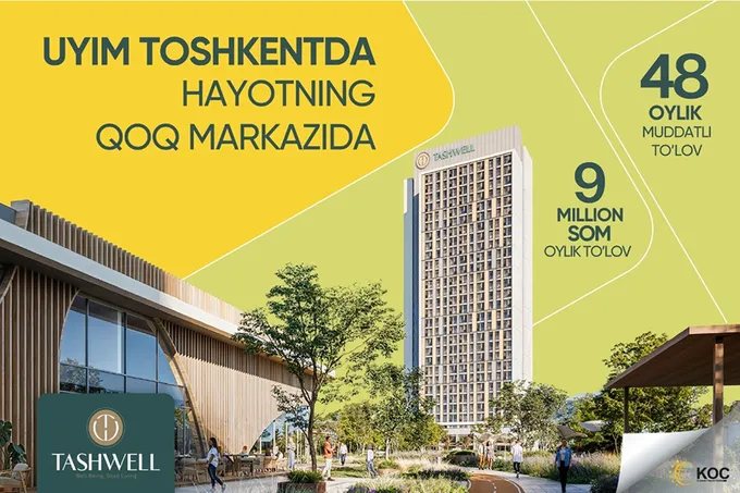 Tashwell Toshkent markazidan wellness turdagi xonadon sohibi bo‘lishni taklif etmoqda