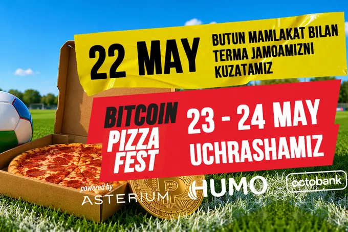 Tashkilotchilar Bitcoin Pizza Fest sanalarini o‘zgartirdi: festival 23-24-may kunlari bo‘lib o‘tadi